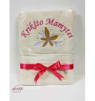 Siuvinėtas rankšluostis "Krikšto Mamytei" 01