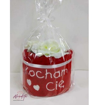 Siuvinėtas rankšluostis, tortas "Kocham Cię" 06