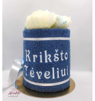 Siuvinėtas rankšluostis tortas "Krikšto Tėveliui", 08
