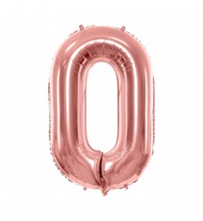 Folinis balionas skaičius "0" rožinis-auksinis 00 