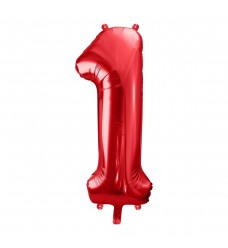 Folinis balionas skaičius "1" raudonas 01
