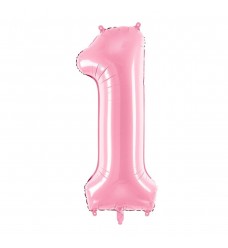 Folinis balionas skaičius "1" rožinis 01