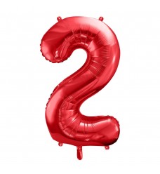 Folinis balionas skaičius "2" raudonas 02