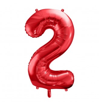 Folinis balionas skaičius "2" raudonas 02