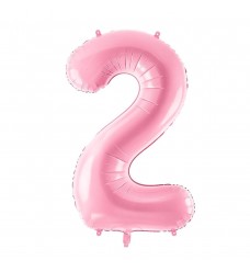 Folinis balionas skaičius "2" rožinis 02