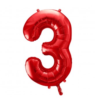 Folinis balionas skaičius "3" raudonas 03
