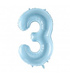 Folinis balionas skaičius "3" melsvas 03