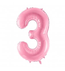 Folinis balionas skaičius "3" rožinis 03