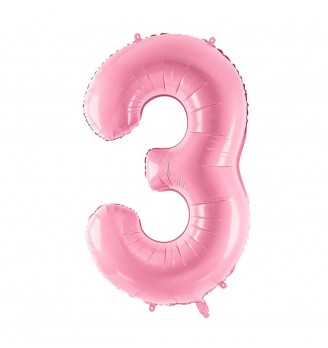 Folinis balionas skaičius "3" rožinis 03