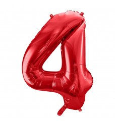 Folinis balionas skaičius "4" raudonas 04