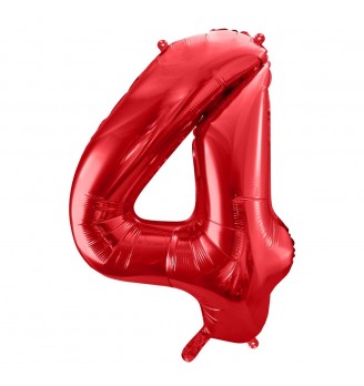 Folinis balionas skaičius "4" raudonas 04