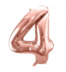Folinis balionas skaičius "4" rožinis-auksinis 04