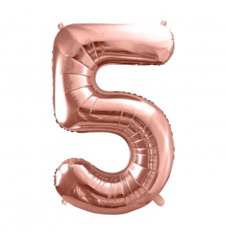Folinis balionas skaičius "5" rožinis-auksinis 05