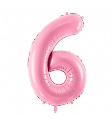 Folinis balionas skaičius "6" rožinis 06