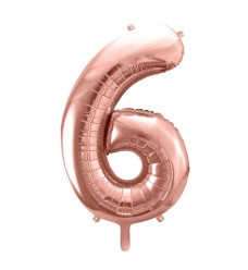 Folinis balionas skaičius "6" rožinis-auksinis 06