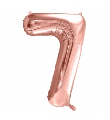 Folinis balionas skaičius "7" rožinis-auksinis 07