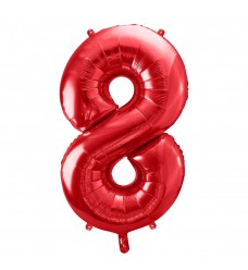 Folinis balionas skaičius "8" raudonas 08