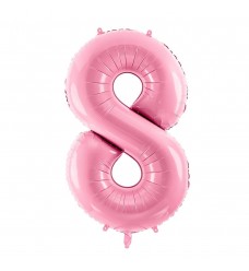 Folinis balionas skaičius "8" rožinis 08