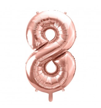 Folinis balionas skaičius "8" rožinis-auksinis 08