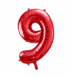 Folinis balionas skaičius "9" raudonas 09