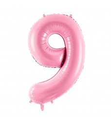 Folinis balionas skaičius "9" rožinis 09