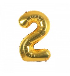 Folinis balionas skaičius "2" auksinis 02