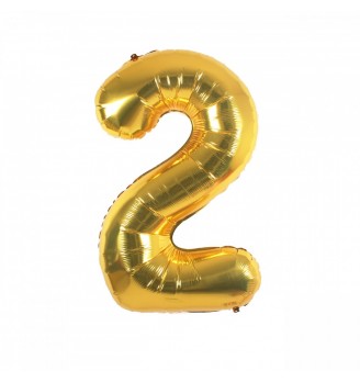 Folinis balionas skaičius "2" auksinis 02