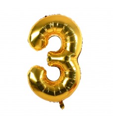 Folinis balionas skaičius "3" auksinis 03