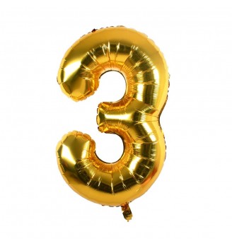 Folinis balionas skaičius "3" auksinis 03