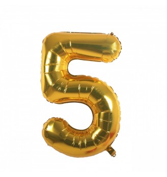 Folinis balionas skaičius "5" auksinis 05