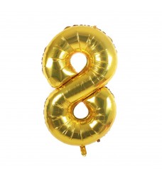 Folinis balionas skaičius "8" auksinis 08