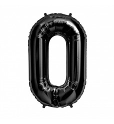 Folinis balionas skaičius "0" juodas 00  