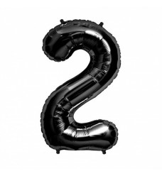 Folinis balionas skaičius "2" juodas 02