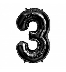 Folinis balionas skaičius "3" juodas 03