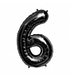 Folinis balionas skaičius "6" juodas 06