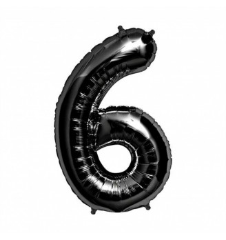 Folinis balionas skaičius "6" juodas 06