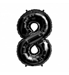 Folinis balionas skaičius "8" juodas 08