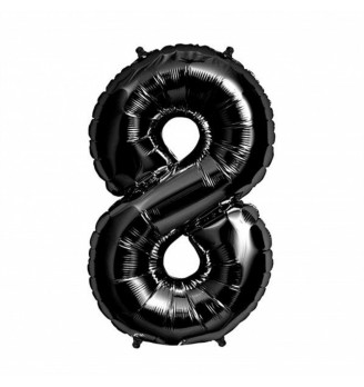 Folinis balionas skaičius "8" juodas 08