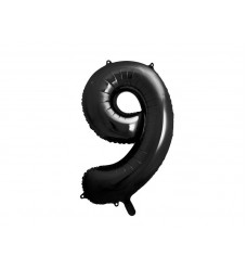 Folinis balionas skaičius "9" juodas 09