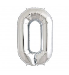 Folinis balionas skaičius "0" sidabrinis 00 