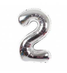 Folinis balionas skaičius "2" sidabrinis 02