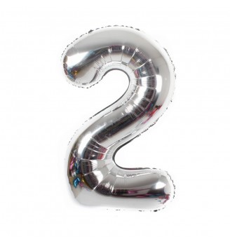 Folinis balionas skaičius "2" sidabrinis 02