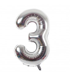 Folinis balionas skaičius "3" sidabrinis 03